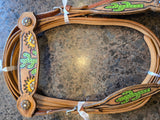 EXTRA SPECIAL Horse - Hand Painted Sunflower Cactus Browband Headstall Breast collar Bridle Set with Fringe.