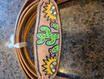 EXTRA SPECIAL Horse - Hand Painted Sunflower Cactus Browband Headstall Breast collar Bridle Set with Fringe.