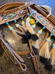 EXTRA SPECIAL Horse - Painted SW Horse Hair Tassels Headstall Bridle Breastcollar Set