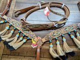 EXTRA SPECIAL Horse - Painted SW Horse Hair Tassels Headstall Bridle Breastcollar Set