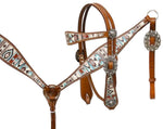 HORSE EXTRA SPECIAL - Navajo diamond headstall and breast collar bridle set.