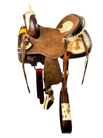 SPECIAL COWHIDE - Double T  Barrel style Saddle