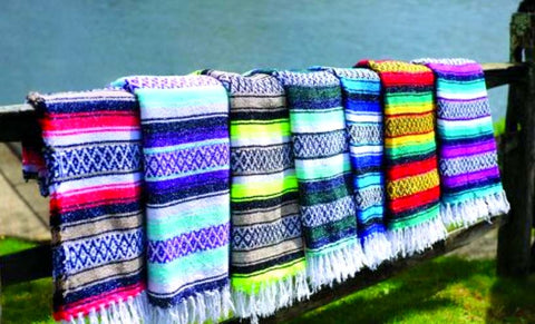 Hand Woven Mexican Sarape Baja Blanket