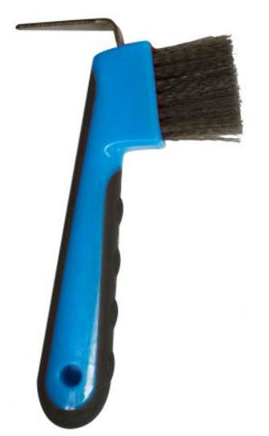 Brush hoof pick with grip dots