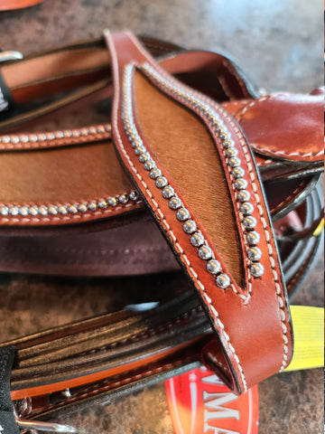 Western Dark Brownleather Tack Set of Headstall and Breast 