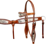 Horse EXTRA SPECIAL - Cowhide & Leather Headstall Breast Collar Bridle Set