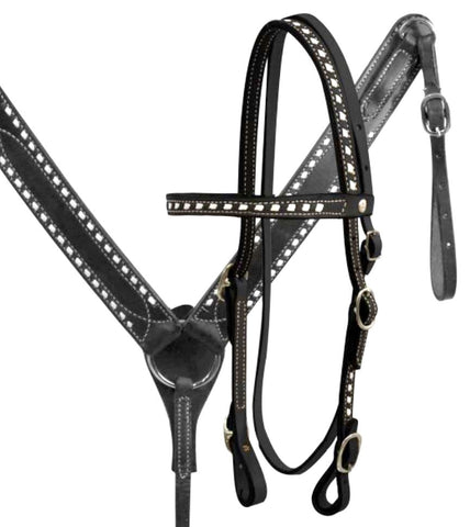 Horse EXTRA SPECIAL - Leather buck stitched headstall breast collar