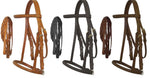 English Horse headstall - raised browband - braided leather reins