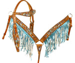 Horse - EXTRA SPECIAL - Metallic painted feather headstall breastcollar bridle set