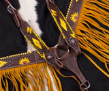 Horse EXTRA SPECIAL - Hand Painted Sunflower Headstall Breast collar Bridle Set