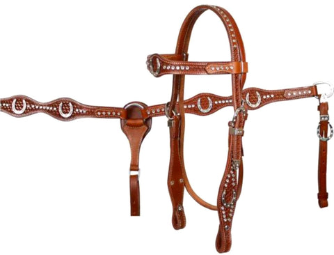 Horse - EXTRA SPECIAL - Basketweave horseshoe rhinestones set