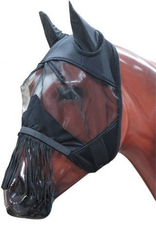 Mesh fly mask with lycra ears and removable fringe noseMesh fly mask with lycra ears and removable fringe nose - HORSE LARGE