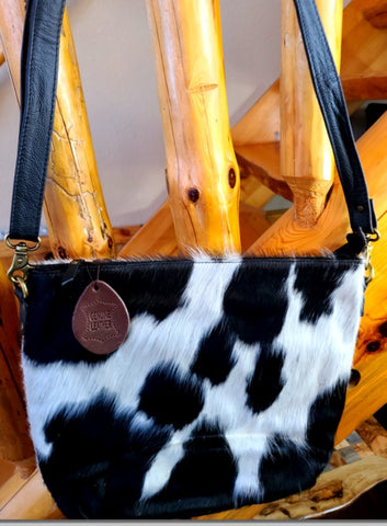 Purse - Klassy Cowgirl Black & White Hair on Cowhide Shoulder Bag