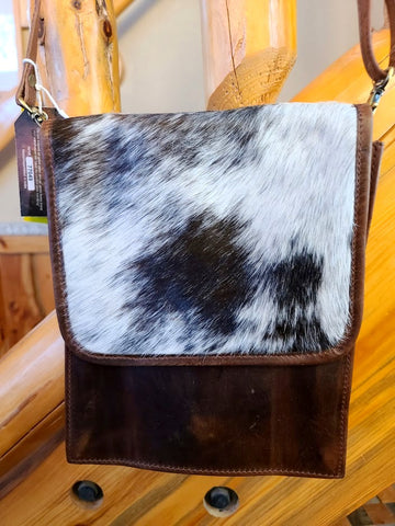 Purse - Leather Crossbody Bag with hair on cowhide