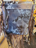 Purse - Brown White Cowhide Crossbody Bag