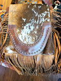 Purse - Brown White Cowhide Crossbody Bag