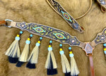 EXTRA SPECIAL Horse - Painted SW Horse Hair Tassels Headstall Bridle Breastcollar Set