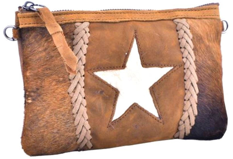 Genuine Leather Wallet with Texas star - Cowhide Purse