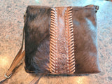 Genuine Leather Crossbody Bag with Cowhide Purse