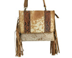 Purse - Leather Crossbody Bag cowhide fringe