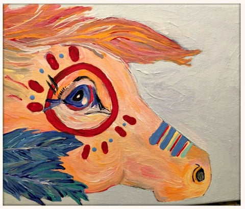 BOHEMIAN COWGIRL PAINTING ''Warrior Pony'' Wall Art