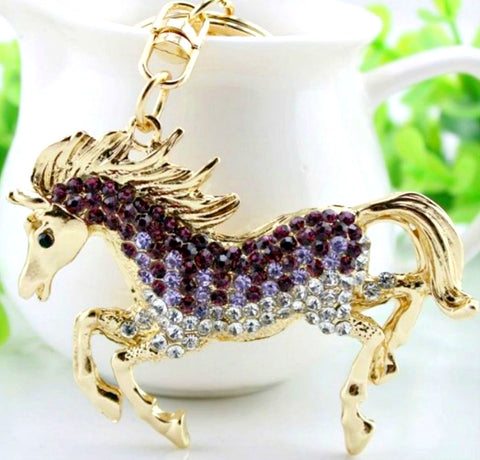 Beautiful Purple Horse Crystal Horse Keychain