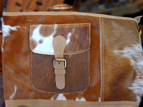 Purse - Leather Crossbody Bag with cowhide